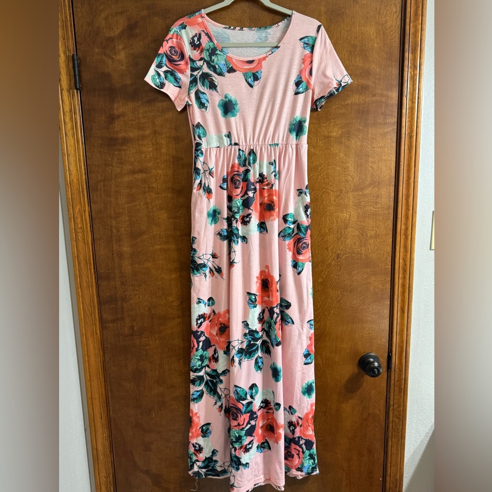 Pink Floral Maxi Dress